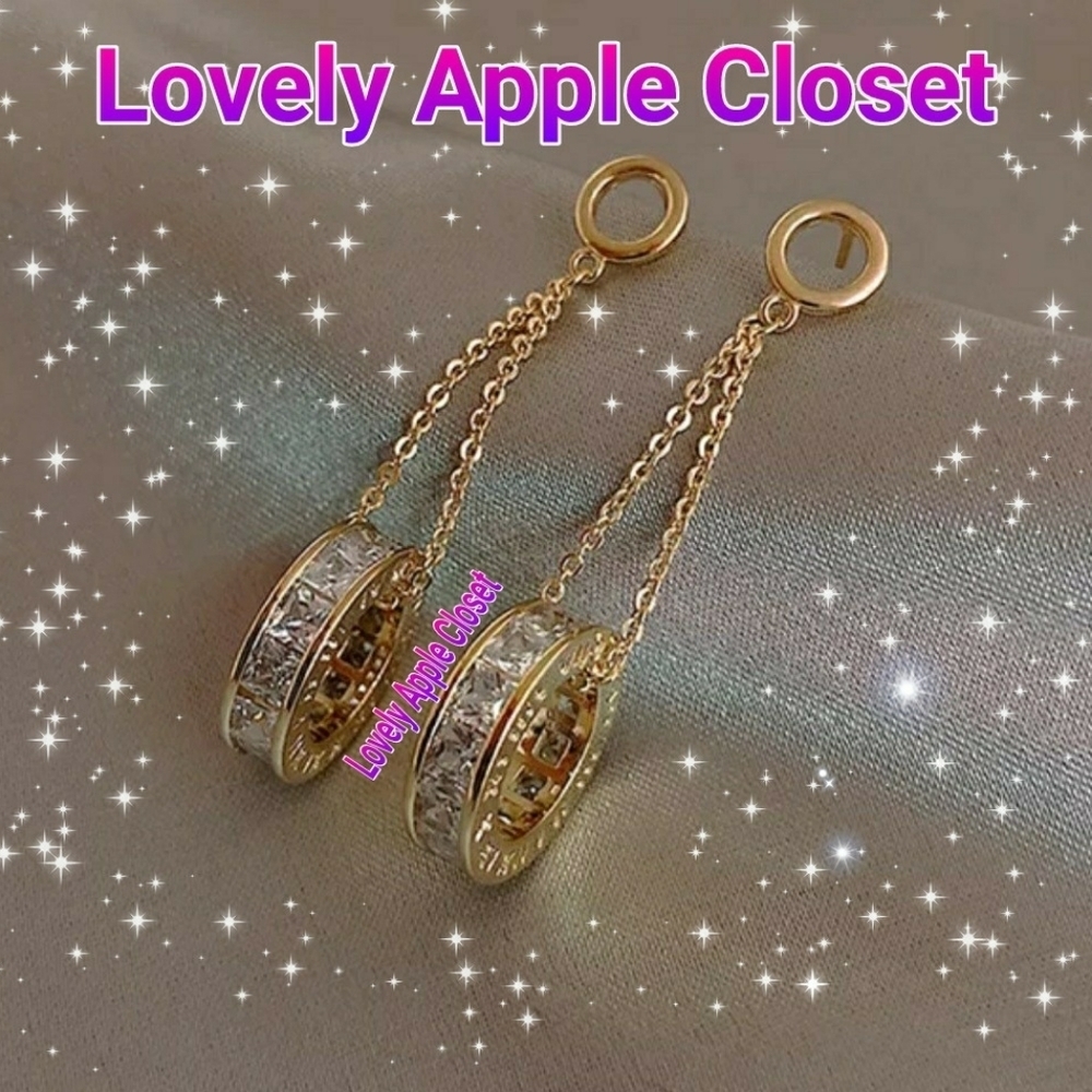 Roman Numerals Crystal Drop Circular Earrings